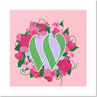 Monogram W, Personalized Floral Initial Posters and Art